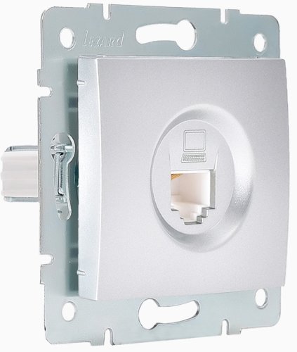 Розетка компьютерная без рамки Lezard Karina 1-м. RJ45 5e матовое серебро фото Розетка компьютерная без рамки Lezard Karina 1-м. RJ45 5e матовое серебро картинка